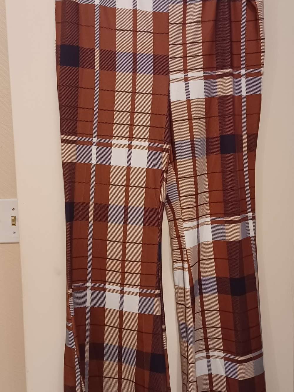 Plaid Wide-Leg Women’s Pants in Brown